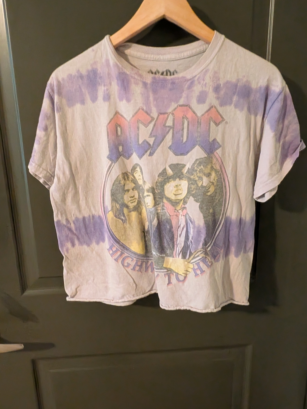 AC/DC Purple Tie-Dye Short Sleeve Graphic Tee